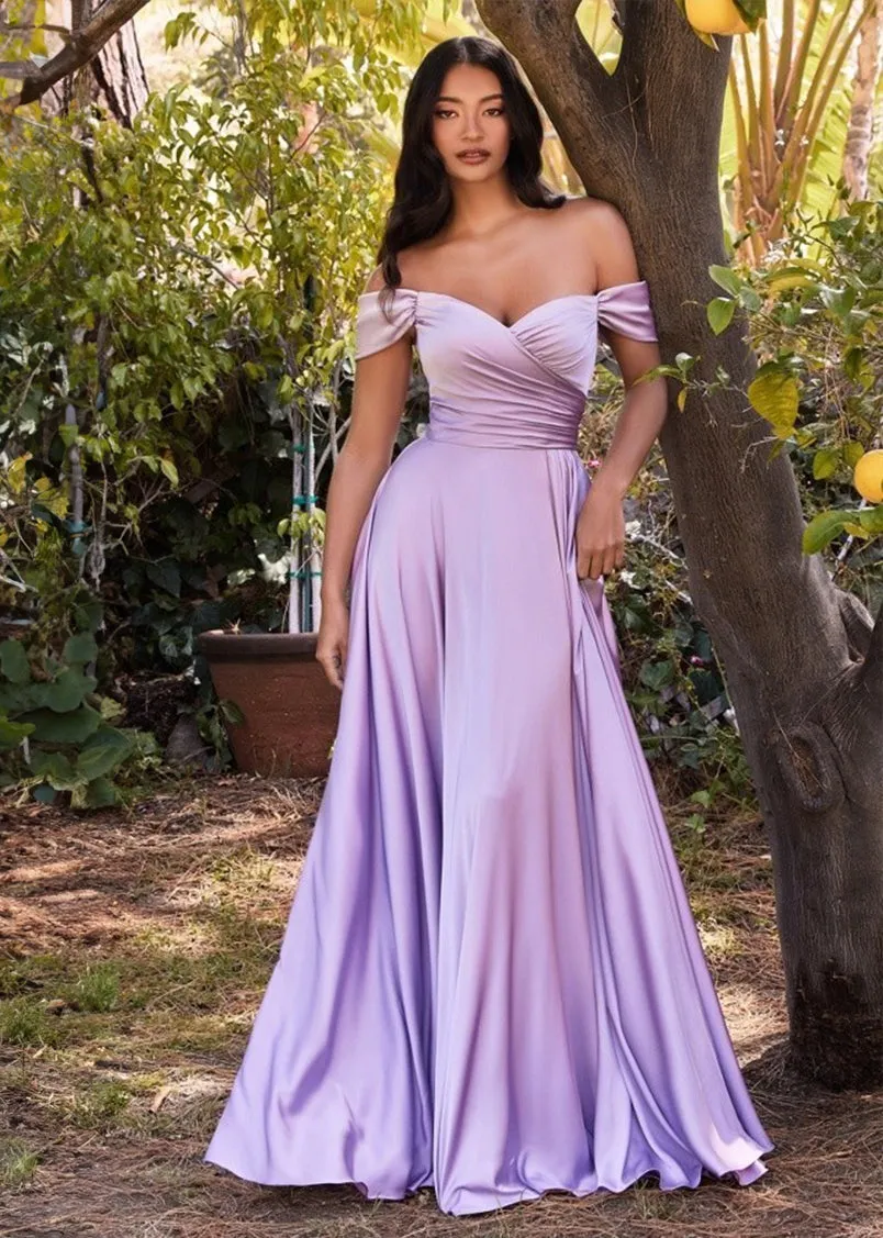 Sakura Off Shoulder Satin Maxi Dress Mauve Rose