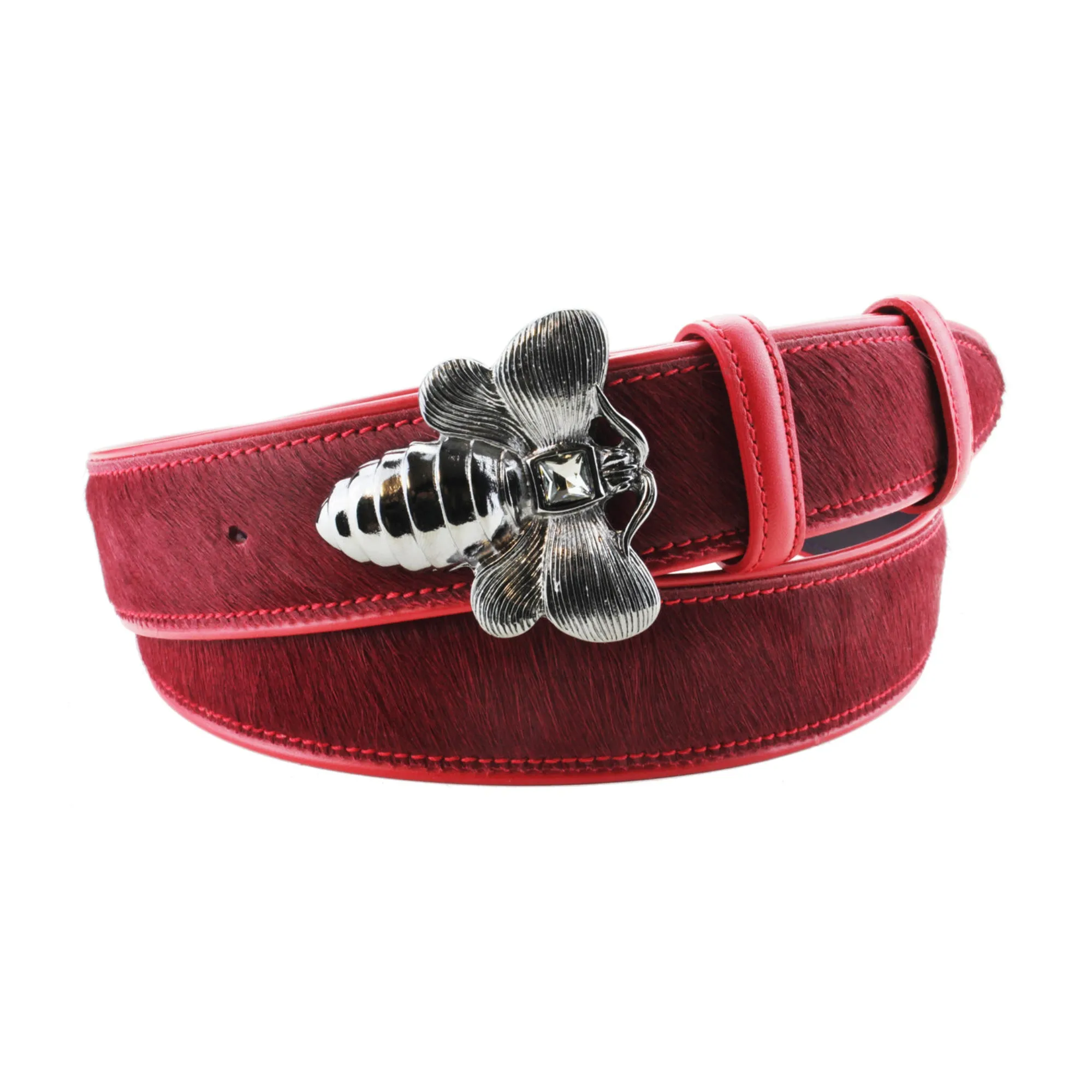 Scarlet Pony Hair Bee Belt