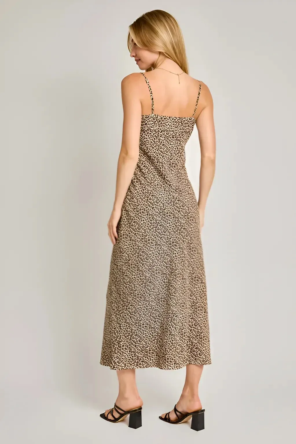 SHIRRED NECK BIAS MAXI DRESS