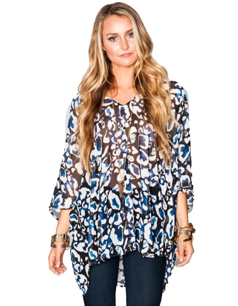 Show Me Your MuMu Shook Tunic in Cheetah Azul