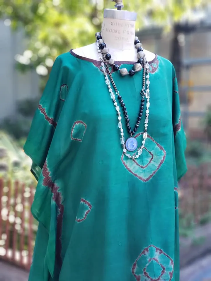 Silk Caftan Almost Famous Collection - Green Acres