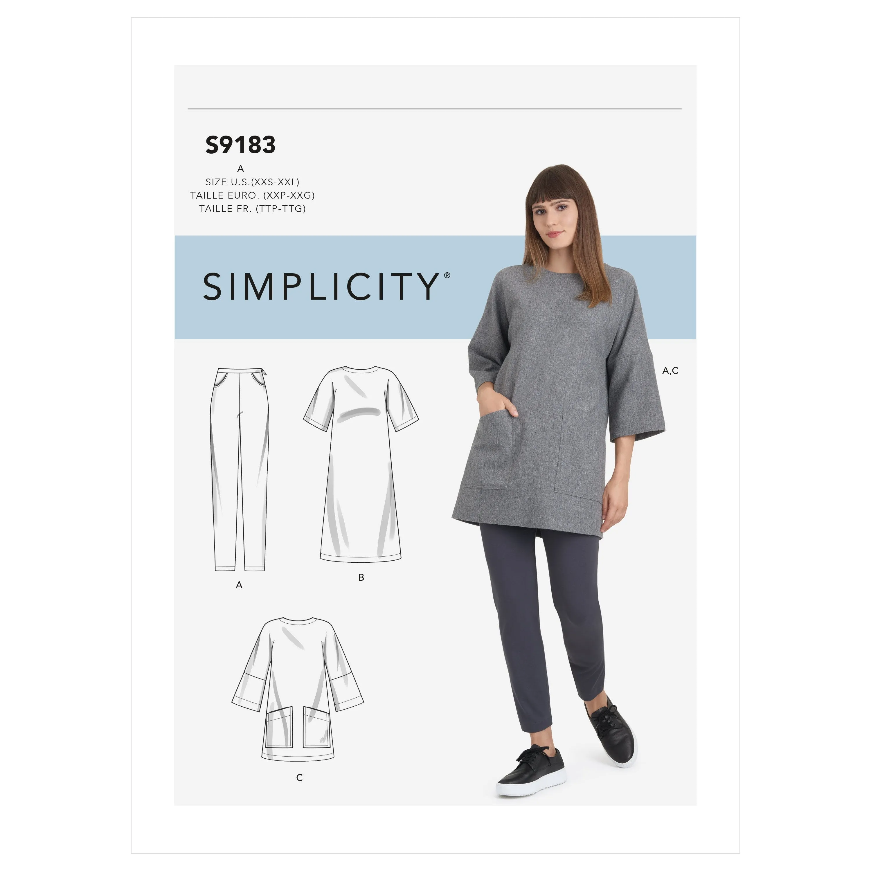 Simplicity Sewing Pattern 9183 Tunic, Top, Dress and Leggings