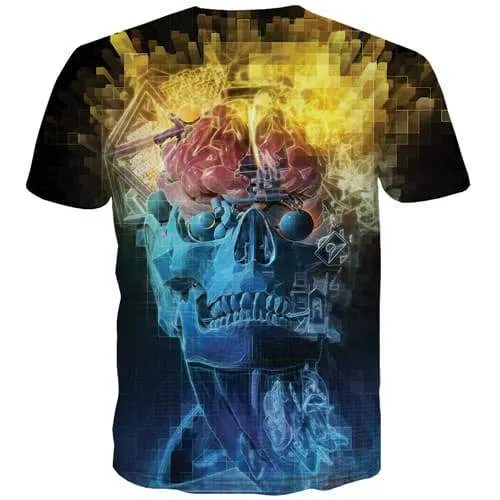 Skull T shirts Men Flame Tshirt Printed Skeleton Tshirt Anime Geometric Tshirts Casual Rock T shirts Funny Short Sleeve Hip hop