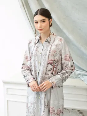 Soera Satin Tunic Shirt - Grey