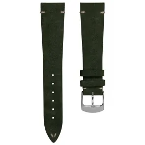 Stanway Vintage V-Stitch Conceria Opera Suede Dress Watch Strap - Green