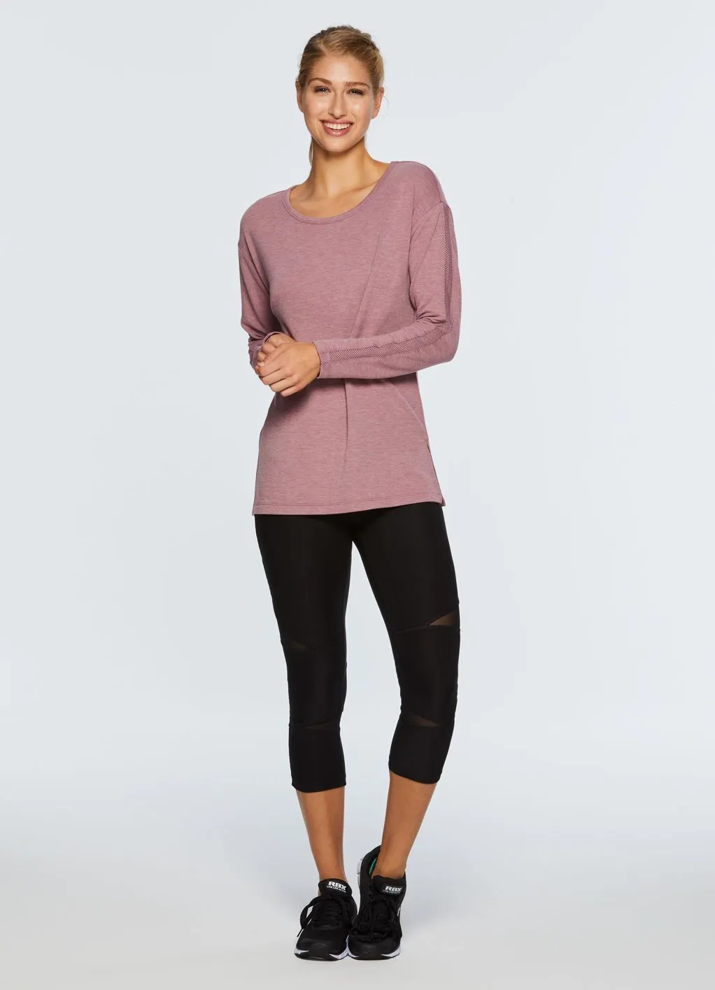 Studio French Terry Mesh Detail Tunic Sweatshirt