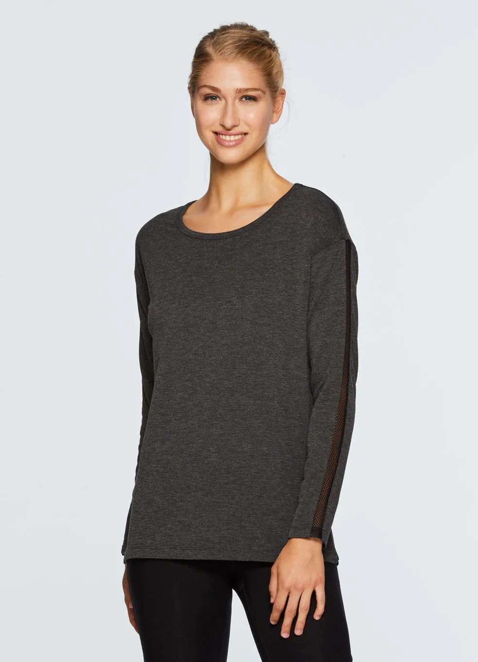 Studio French Terry Mesh Detail Tunic Sweatshirt