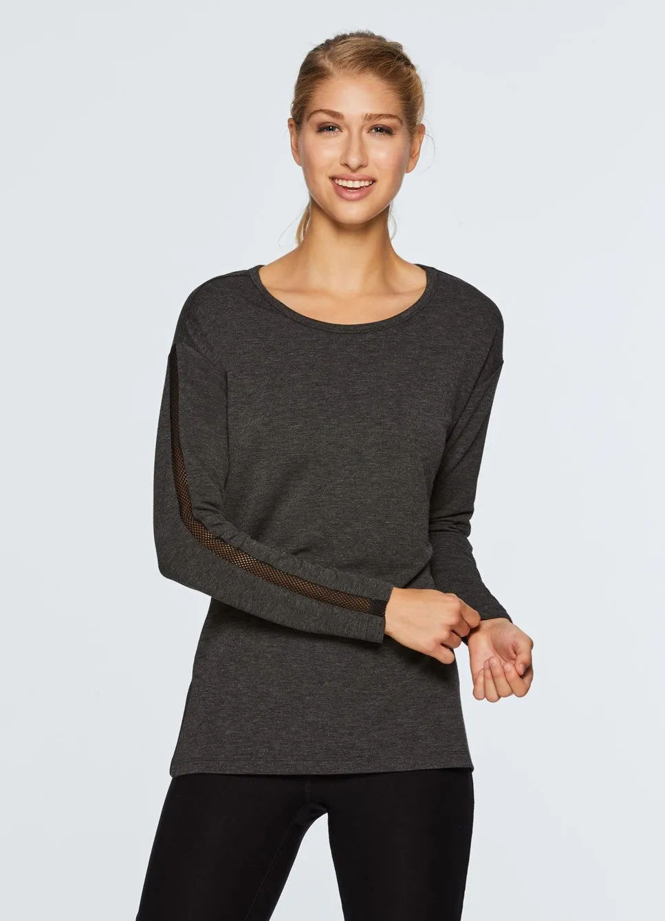 Studio French Terry Mesh Detail Tunic Sweatshirt