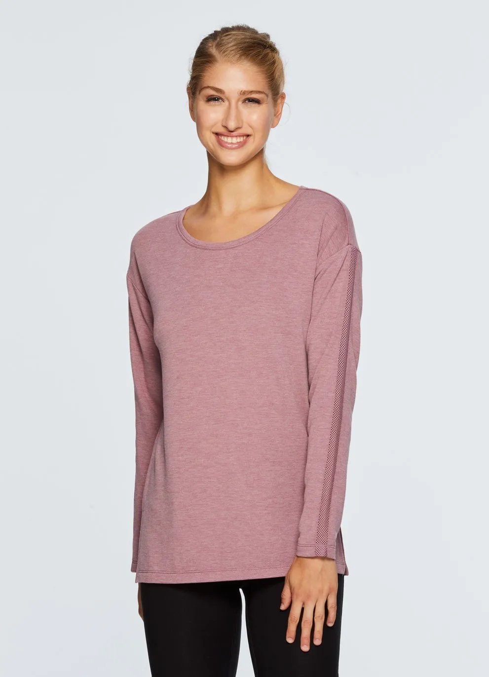 Studio French Terry Mesh Detail Tunic Sweatshirt