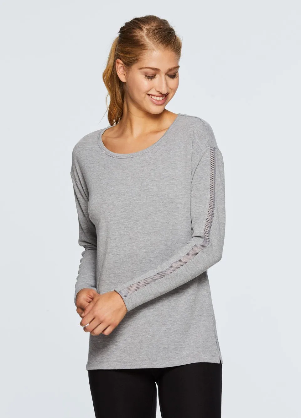 Studio French Terry Mesh Detail Tunic Sweatshirt