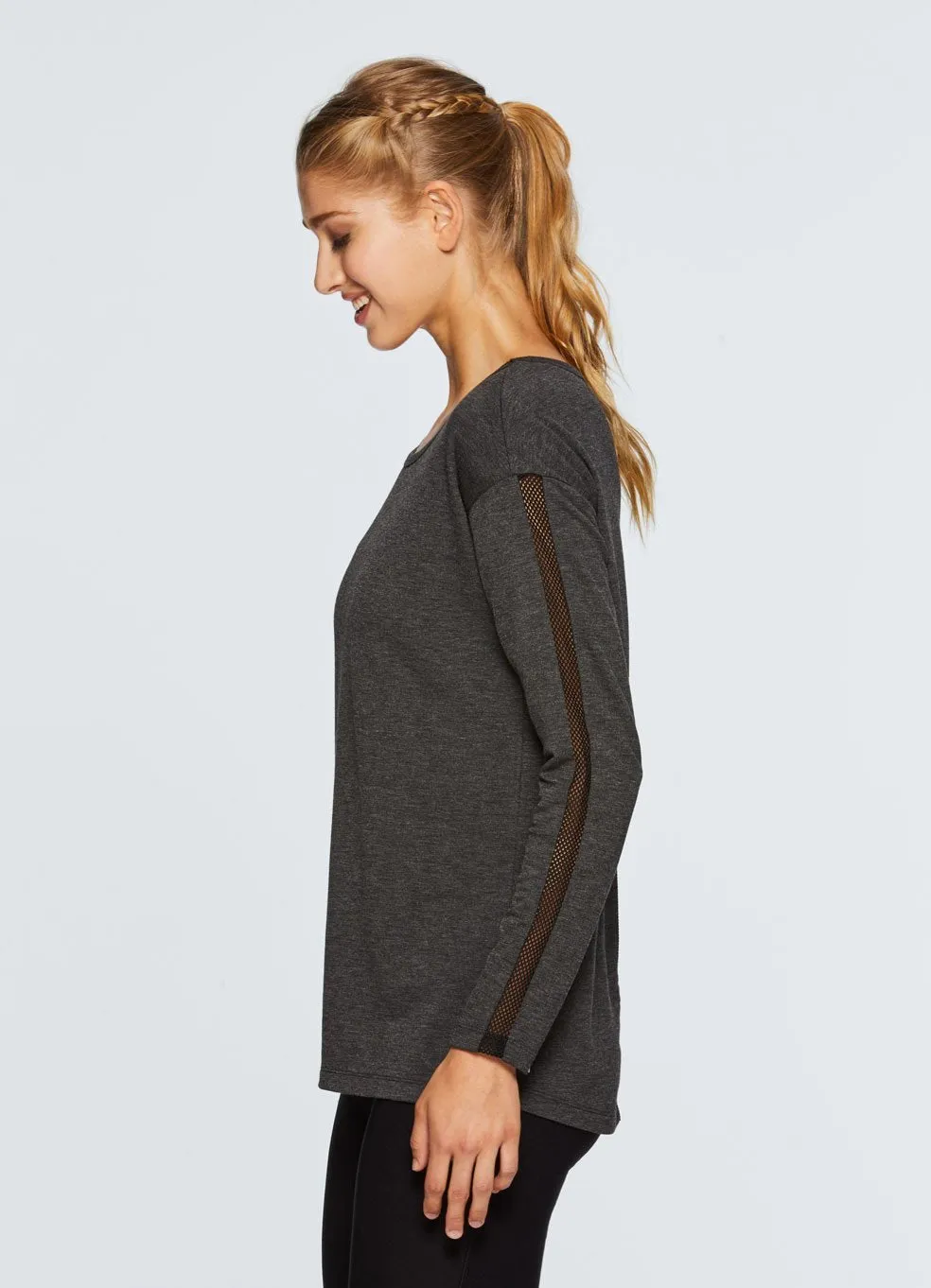 Studio French Terry Mesh Detail Tunic Sweatshirt