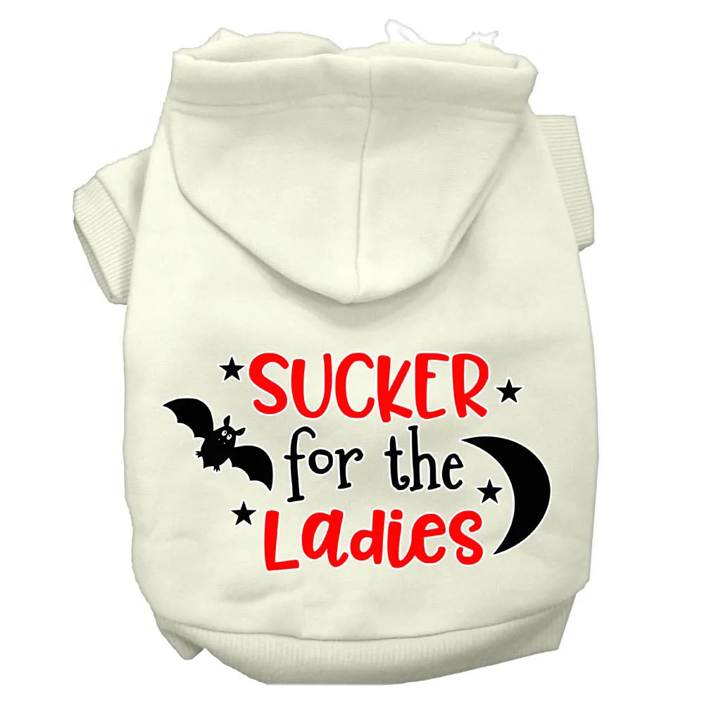 Sucker For The Ladies Screen Print Dog Hoodie Cream Xl