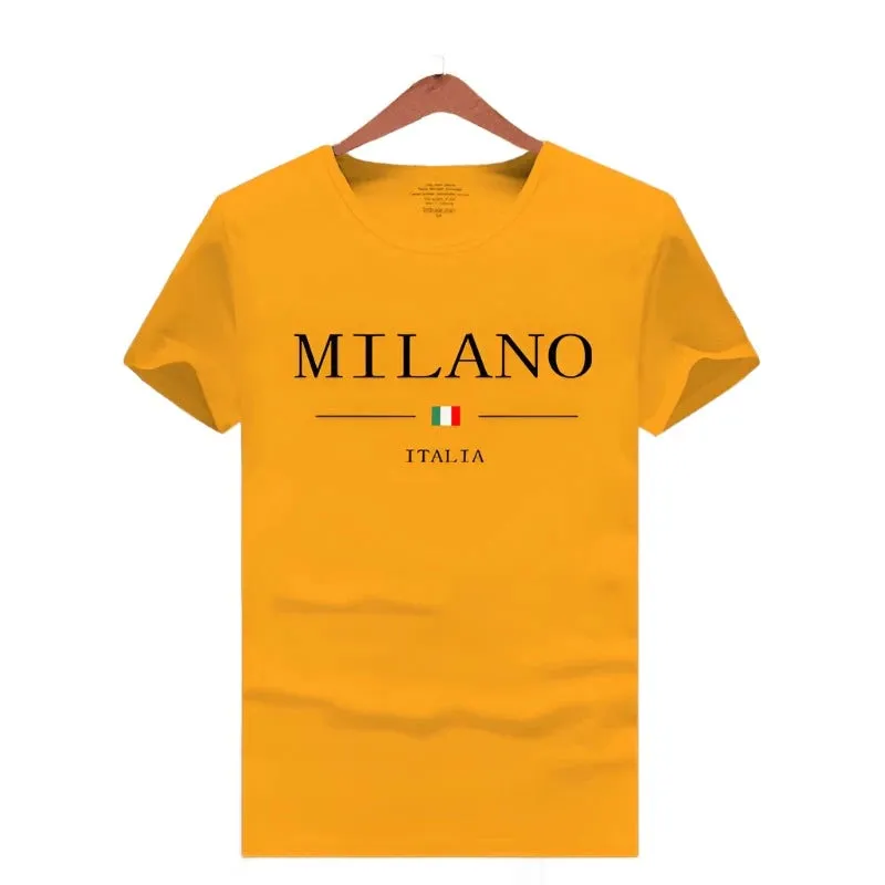 Summer Milano T-shirt Men's Short Sleeved Luxury Tees Clothing Pure Cotton Soft