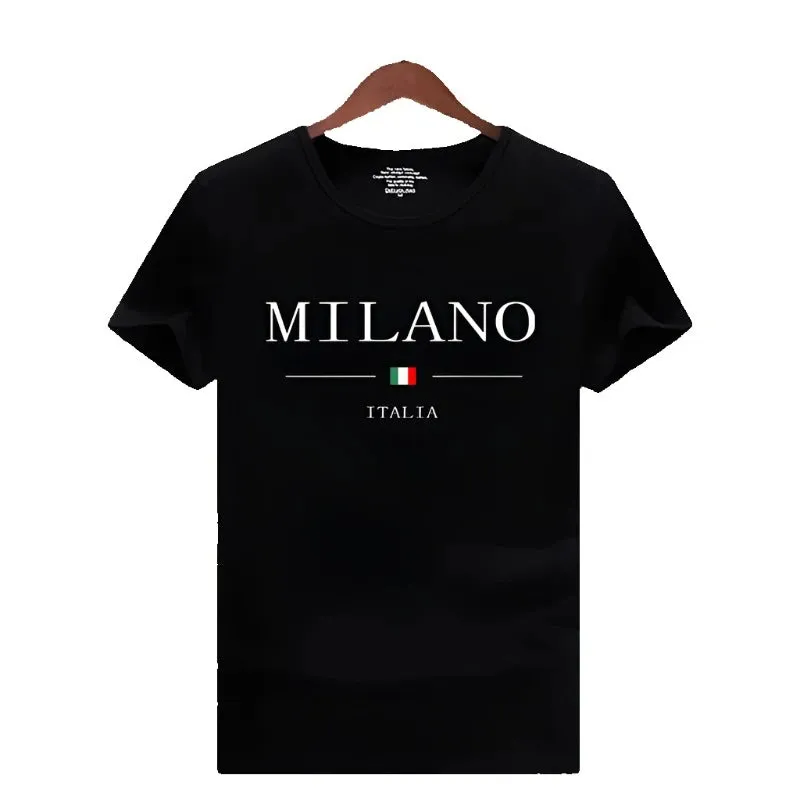 Summer Milano T-shirt Men's Short Sleeved Luxury Tees Clothing Pure Cotton Soft