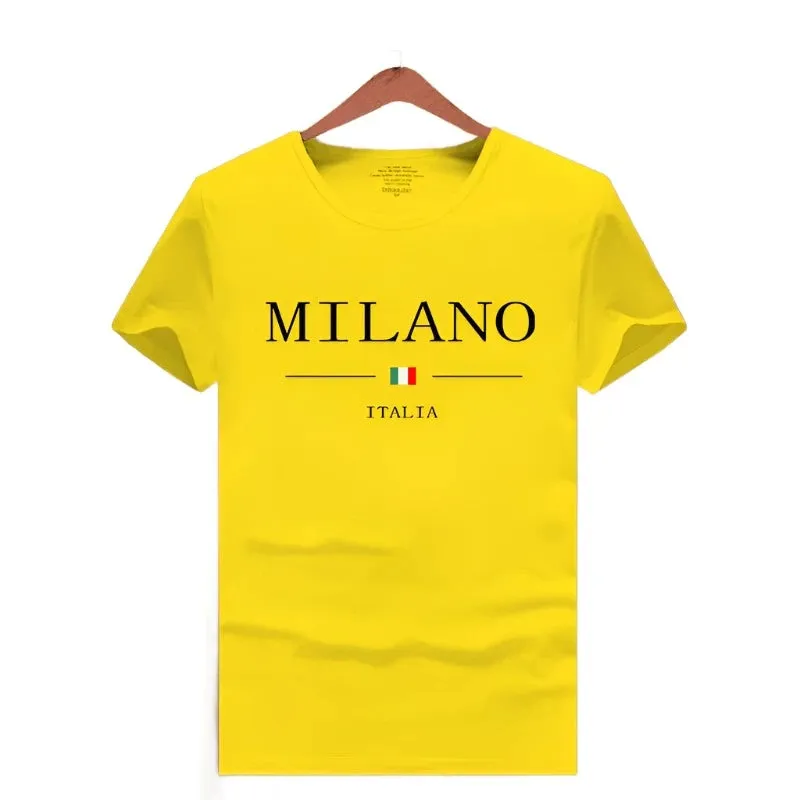 Summer Milano T-shirt Men's Short Sleeved Luxury Tees Clothing Pure Cotton Soft