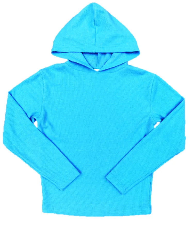 Suzette - Capri Blue Waffle Pullover Hoodie