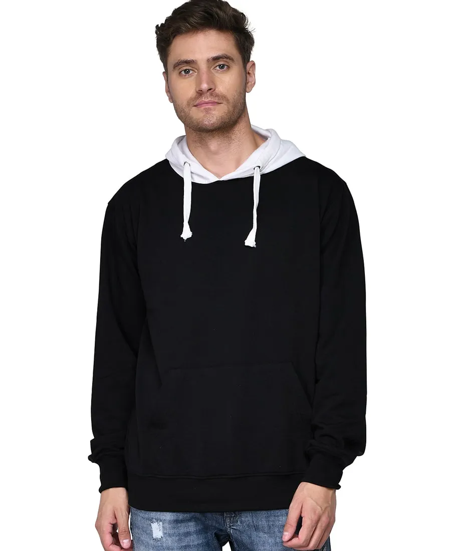 SXV Solid COLOURBLOCKED Sweatshirt Hoodie for Men & Women (Black.White)