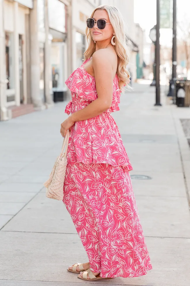 Take Me To Cabo Pink One Shoulder Floral Maxi Dress FINAL SALE