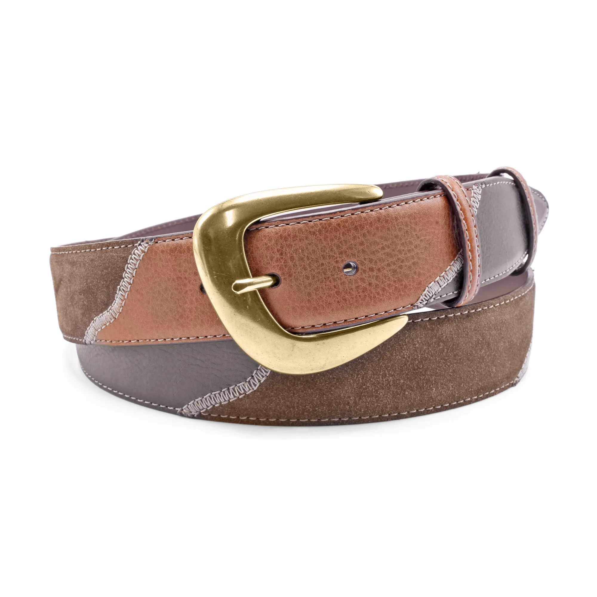 Tan/Choc Mix Greystoke Triple Gold Prong Belt