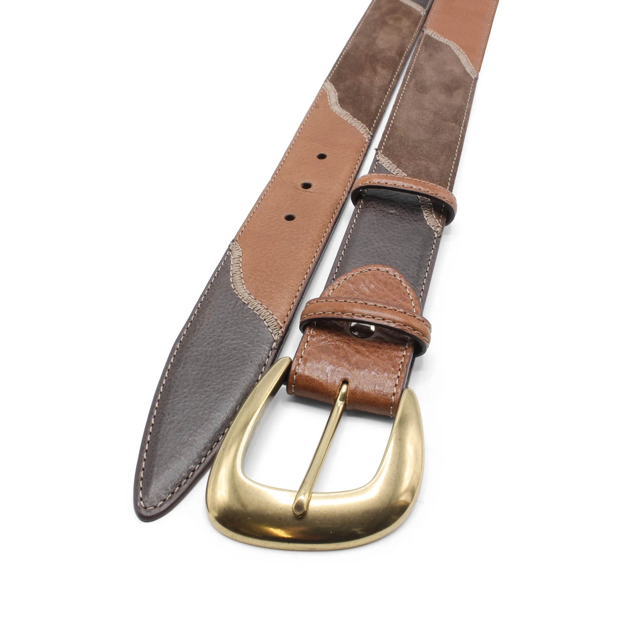 Tan/Choc Mix Greystoke Triple Gold Prong Belt