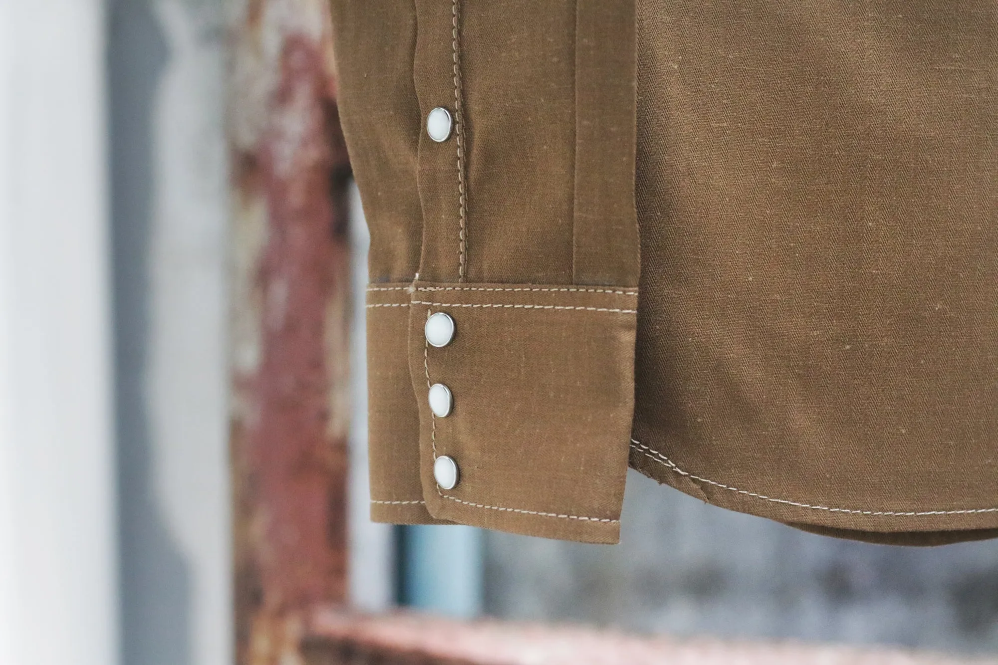 TANNED HERRINGBONE SELVEDGE WESTERN SHIRT