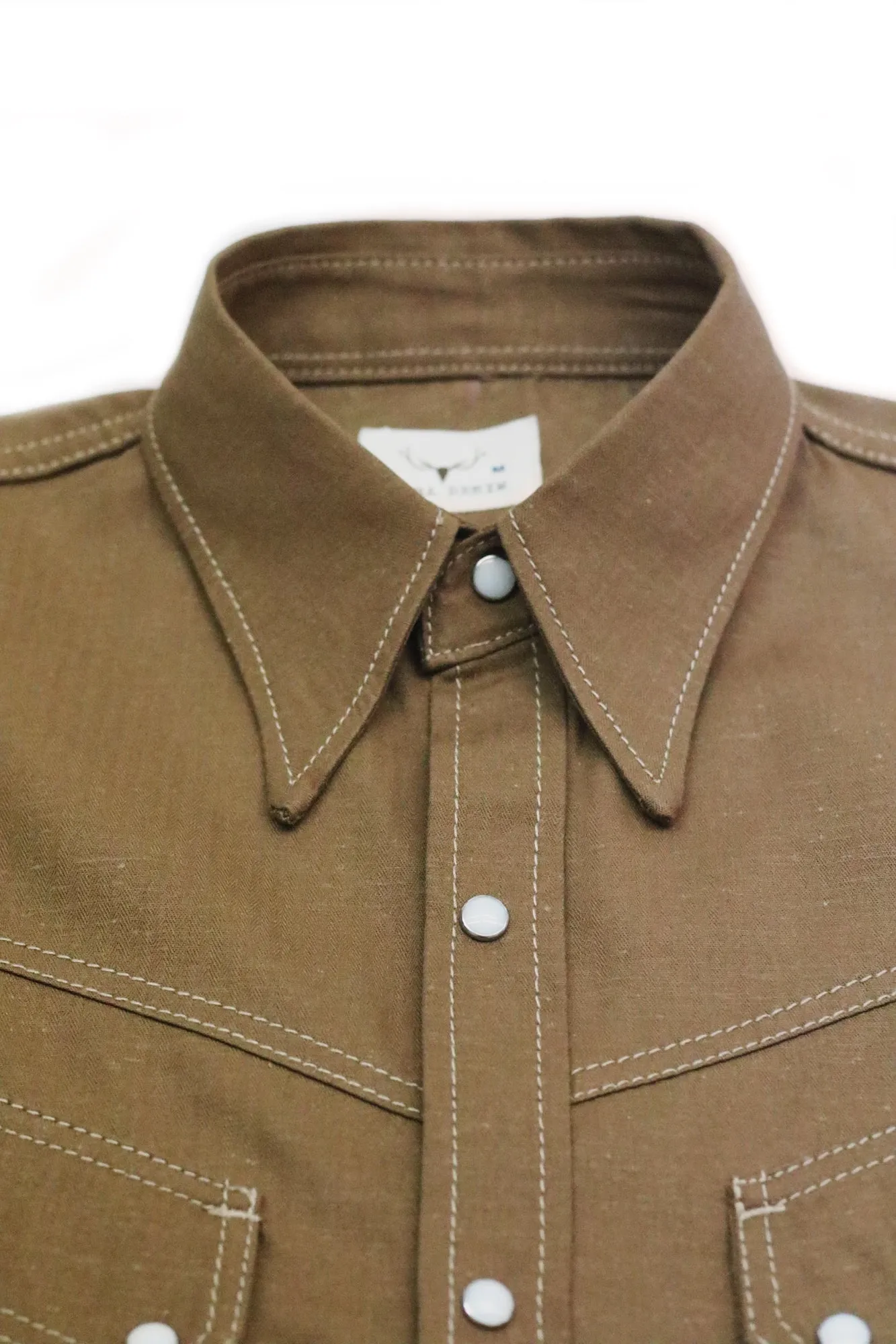 TANNED HERRINGBONE SELVEDGE WESTERN SHIRT