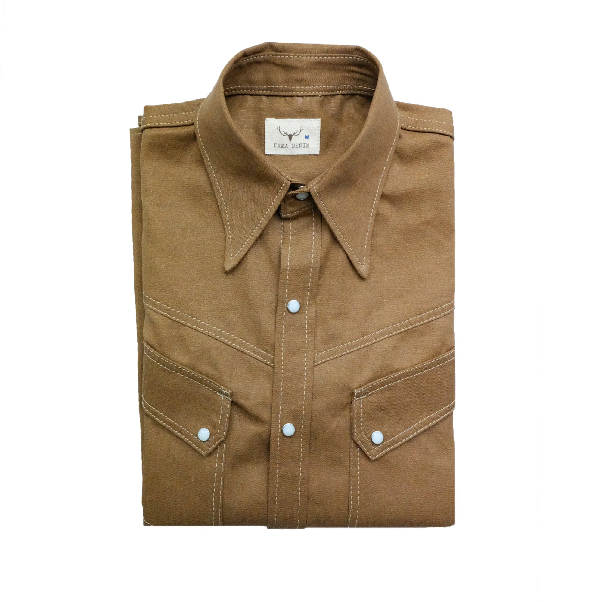 TANNED HERRINGBONE SELVEDGE WESTERN SHIRT