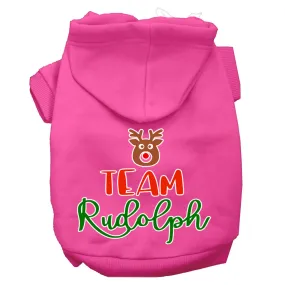 Team Rudolph Screen Print Dog Hoodie Bright Pink M