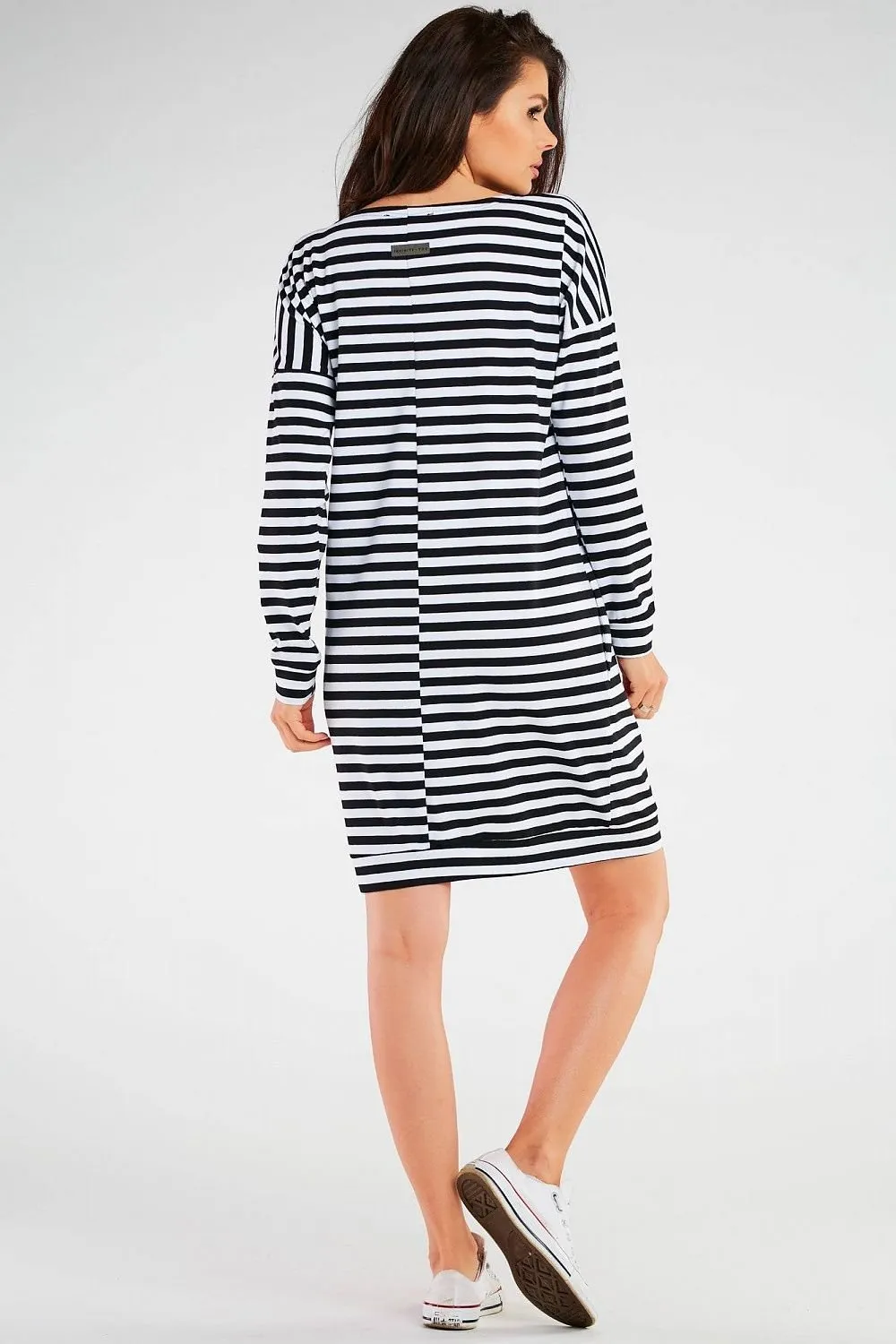 TEEK - Black White Striped One-Shoulder Daydress