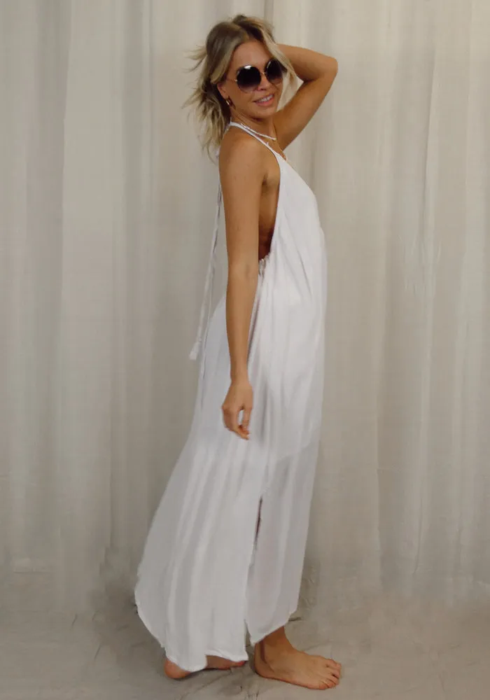 Temple Backless Maxi Dress - White