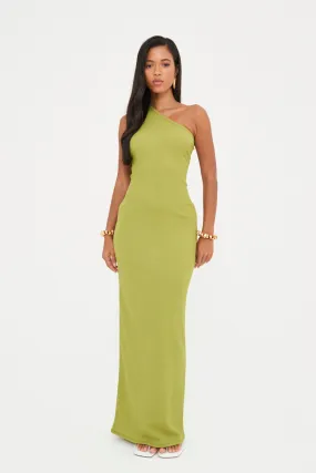 TEXTURED ONE SHOULDER MAXI DRESS