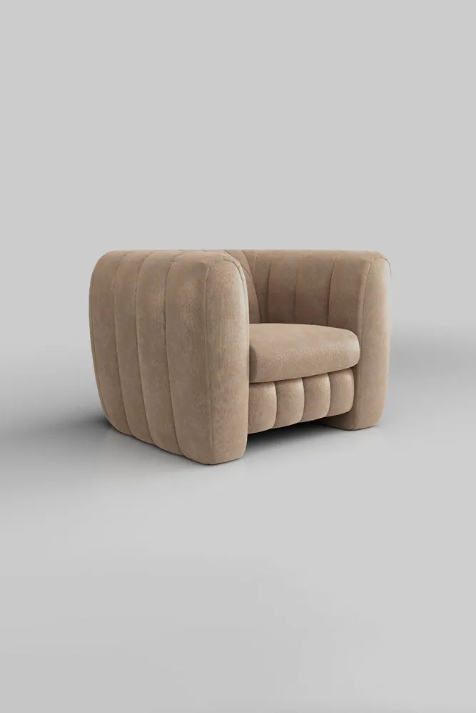 The Bowie Love Seat In Luxe Needlecord Velvet Natural Whisper