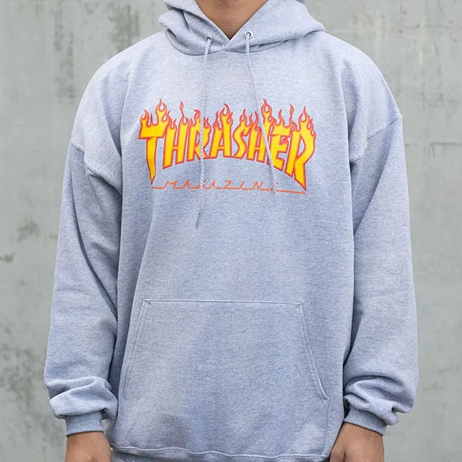 Thrasher - Flame Logo Hoodie Light Grey