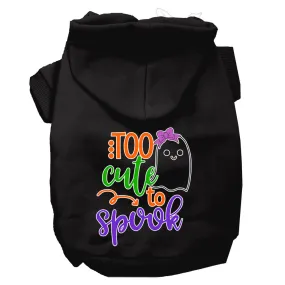 Too Cute To Spook-girly Ghost Screen Print Dog Hoodie Black S