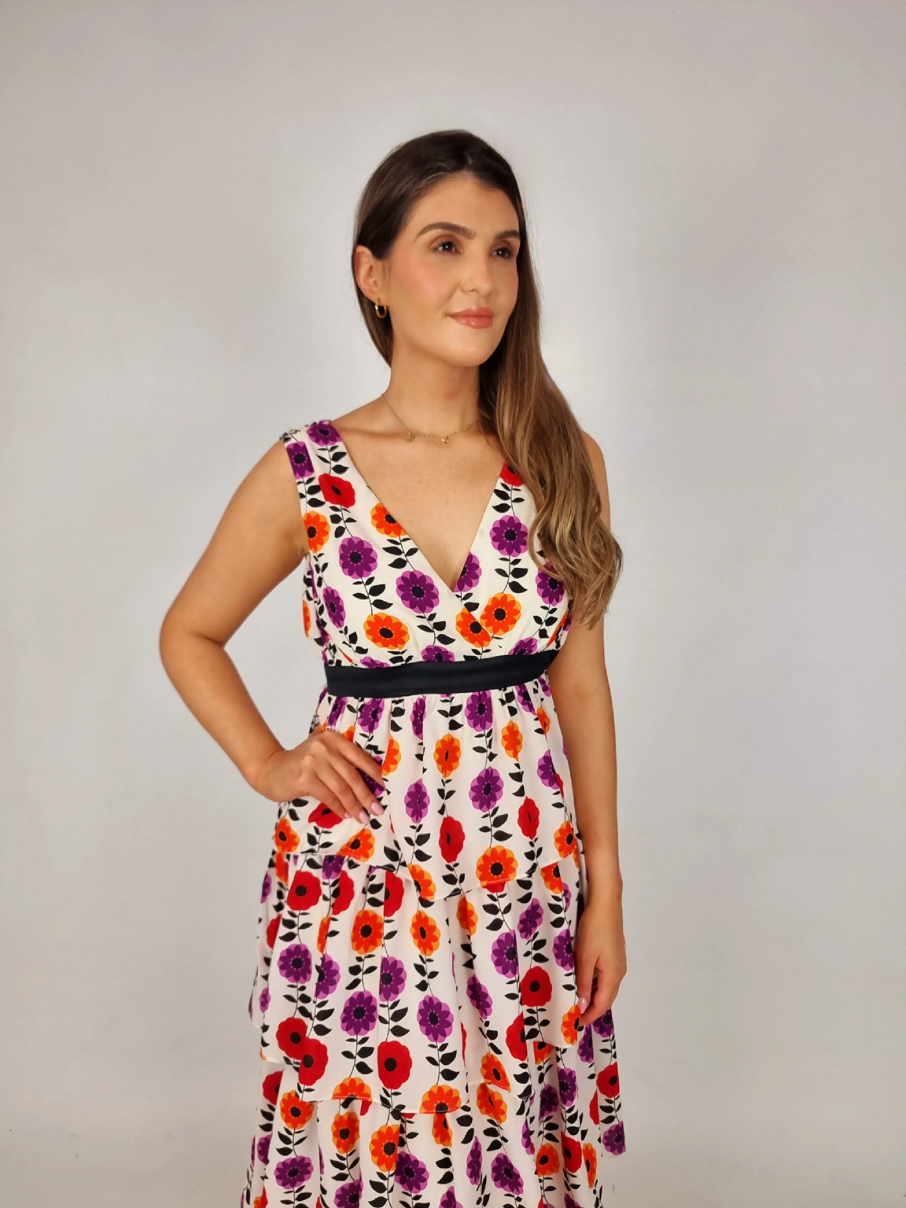 Traffic People V Neck Havana Dress