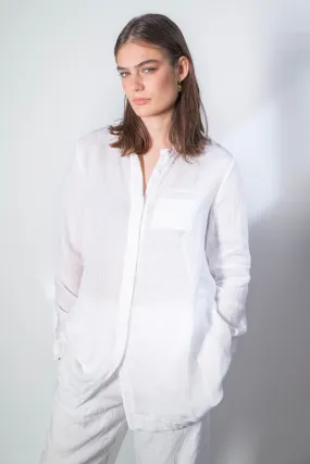 Transit Par Such Long Linen Linen Shirt in White