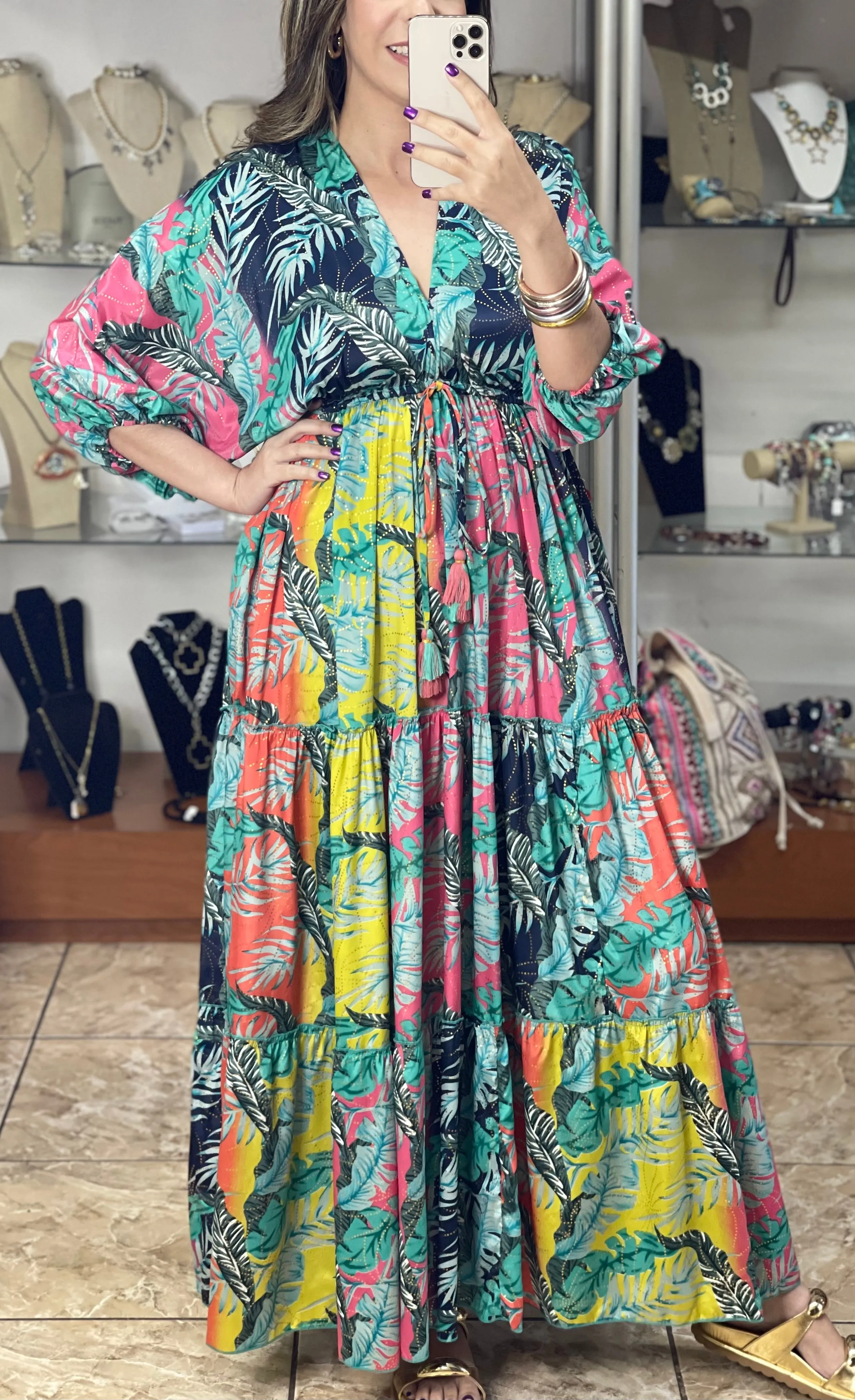 Tropical Multicolor OS Maxi Dress