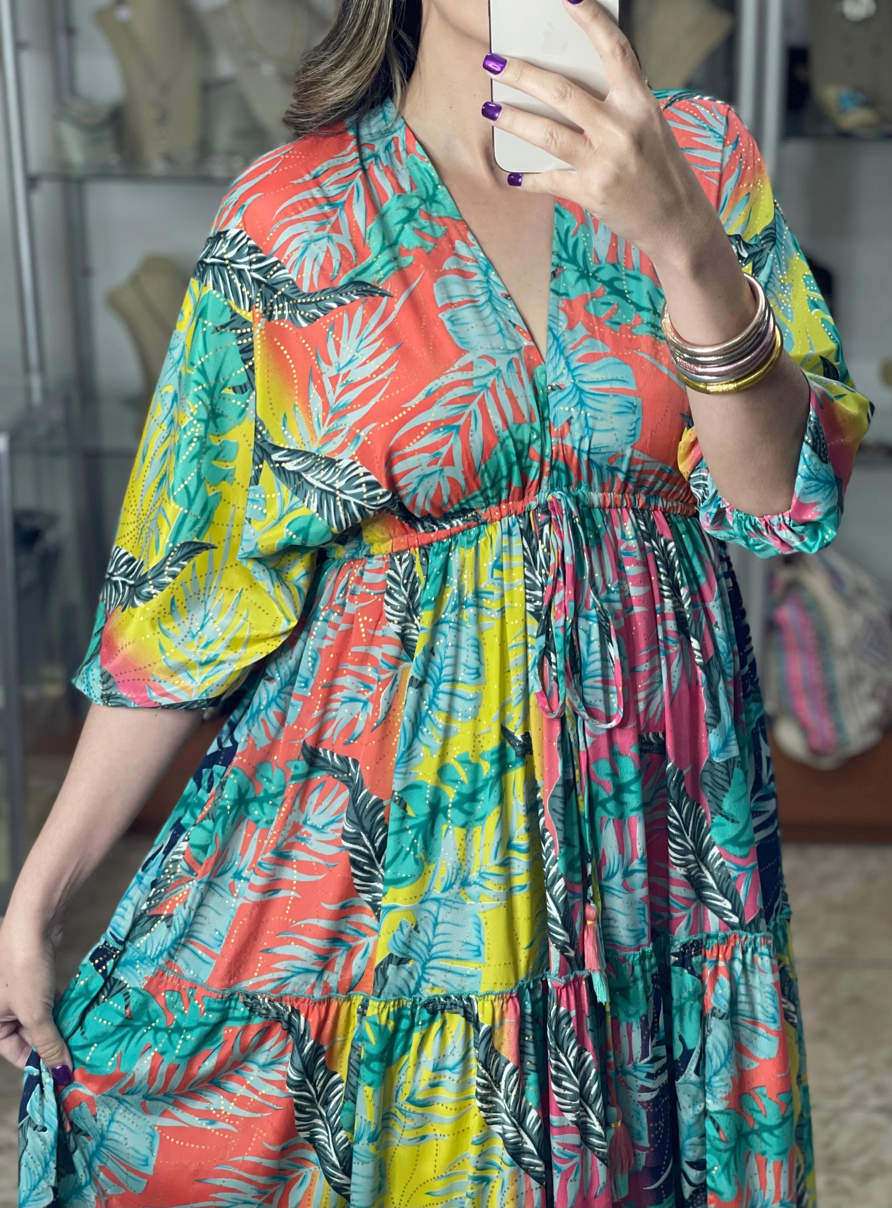 Tropical Multicolor OS Maxi Dress