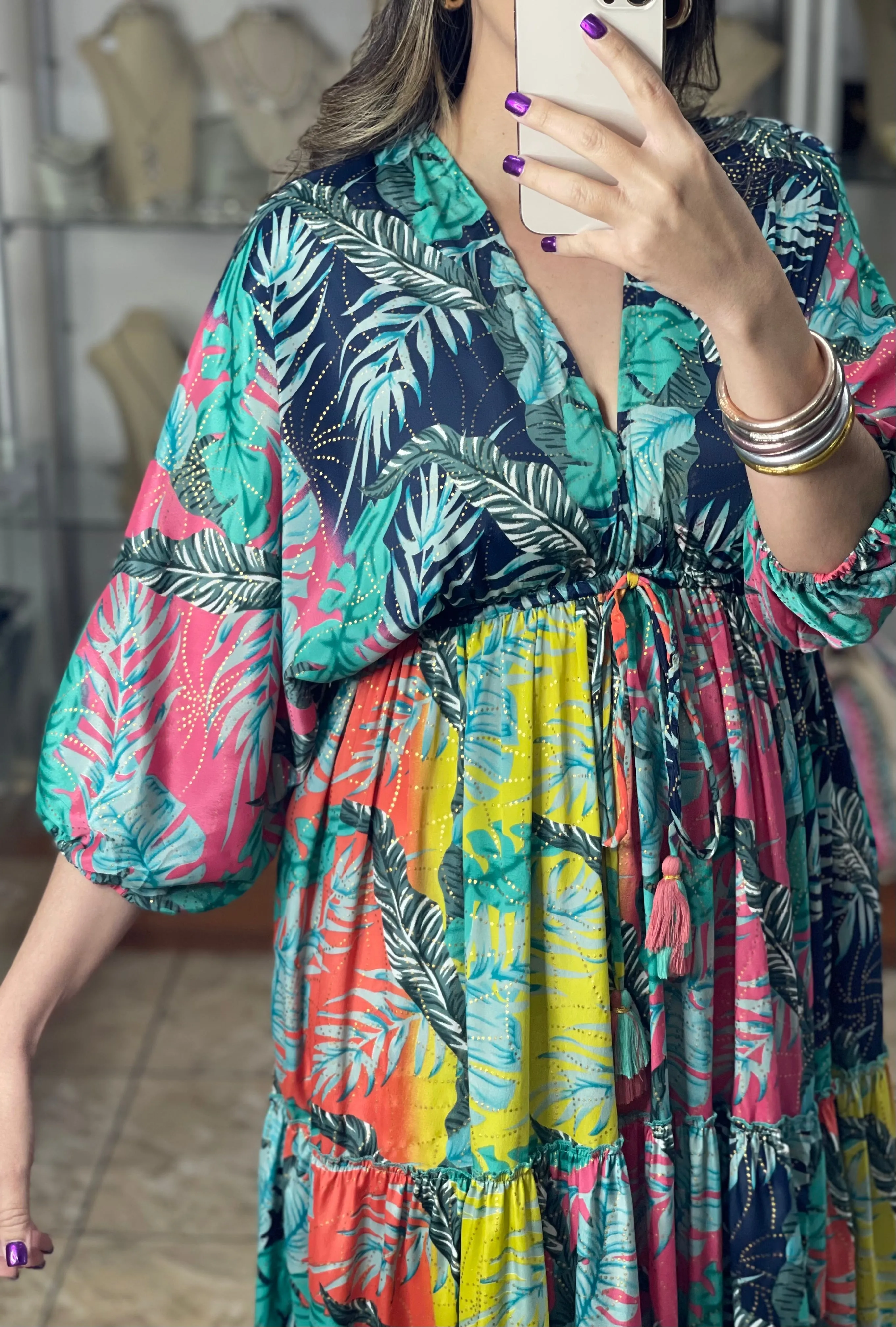 Tropical Multicolor OS Maxi Dress