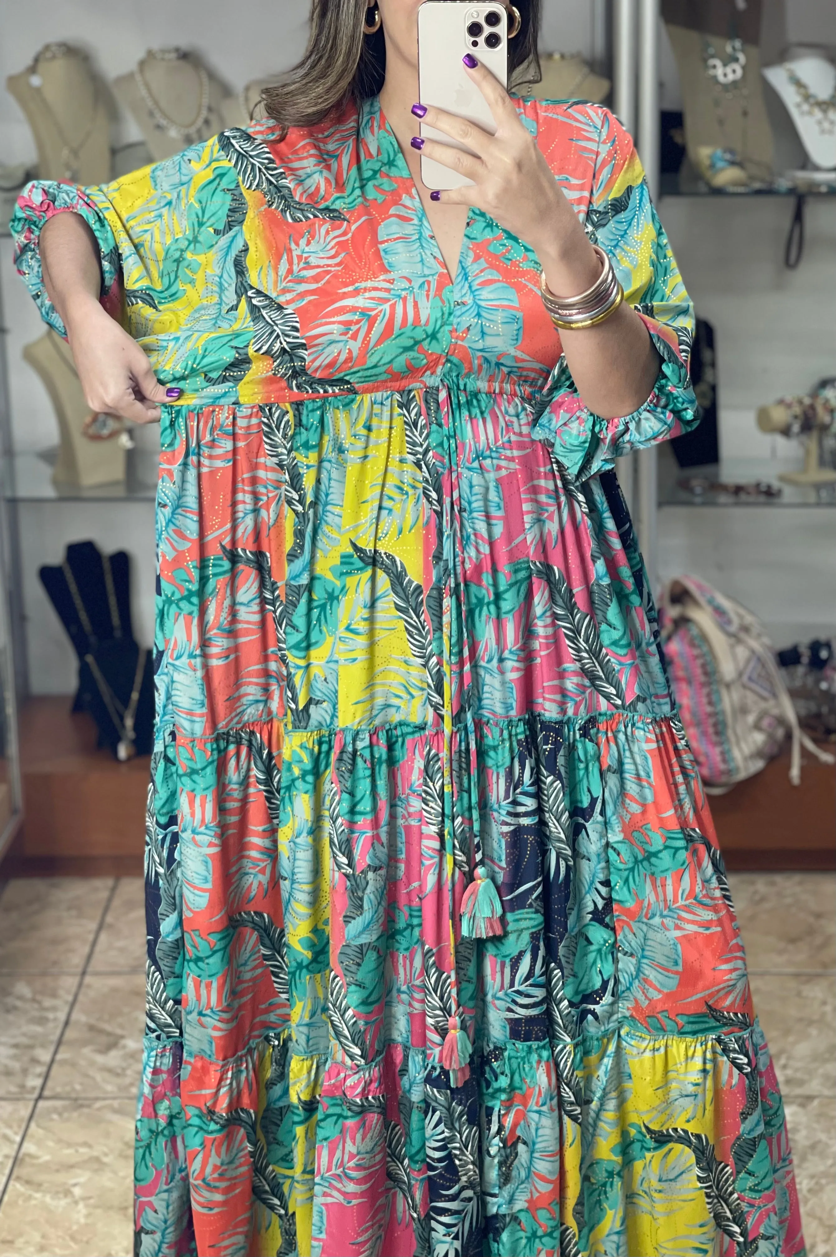 Tropical Multicolor OS Maxi Dress