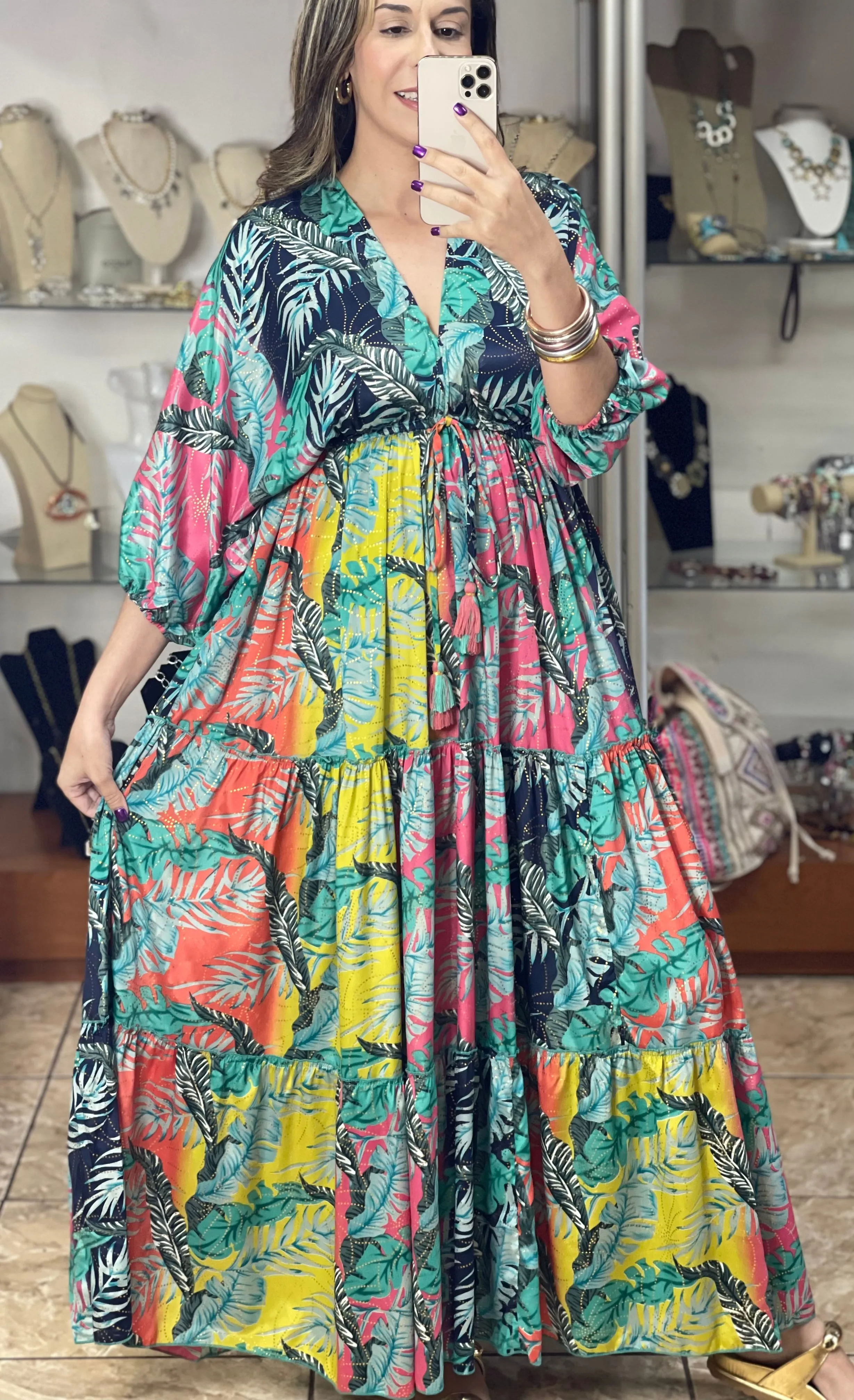 Tropical Multicolor OS Maxi Dress