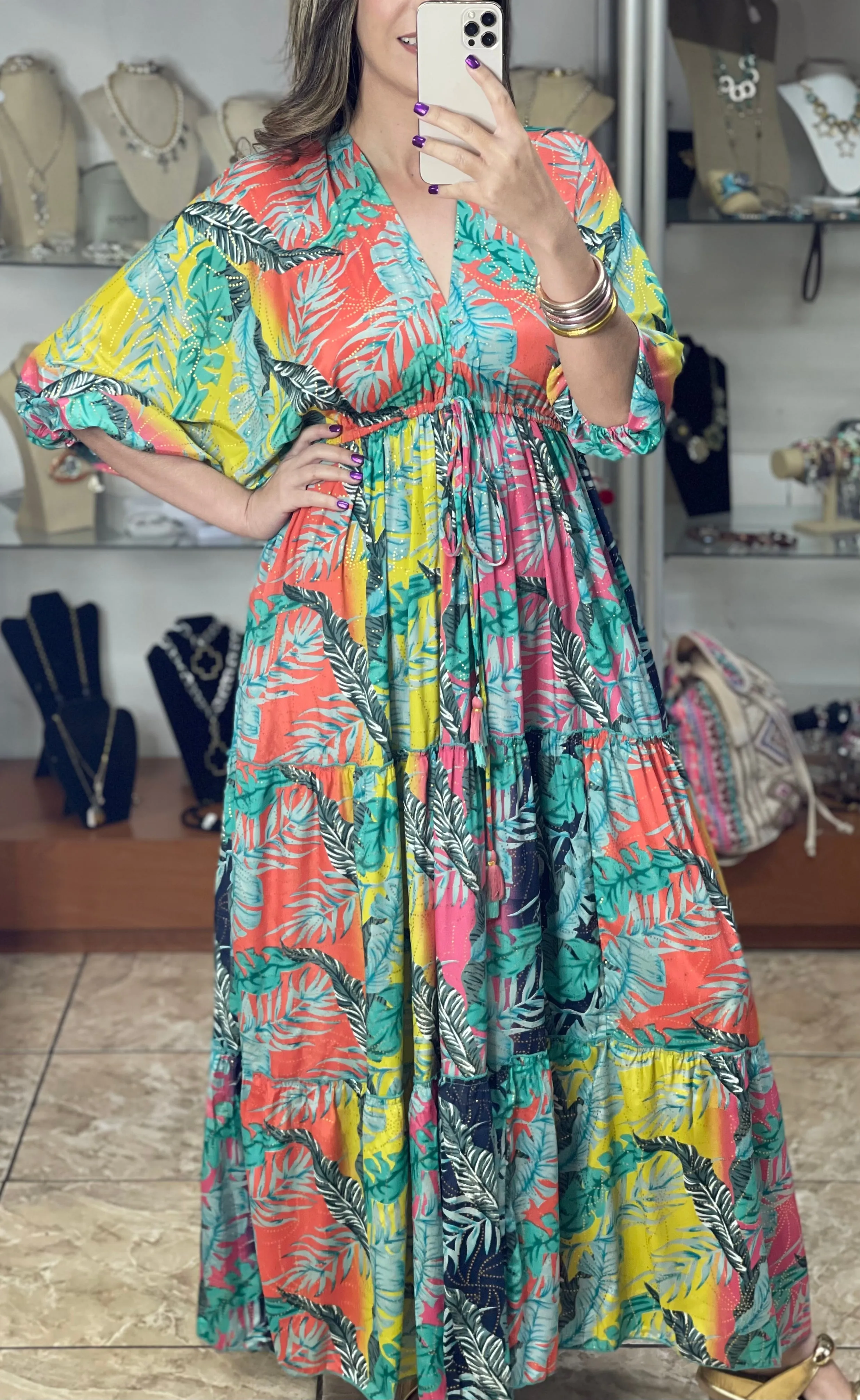 Tropical Multicolor OS Maxi Dress