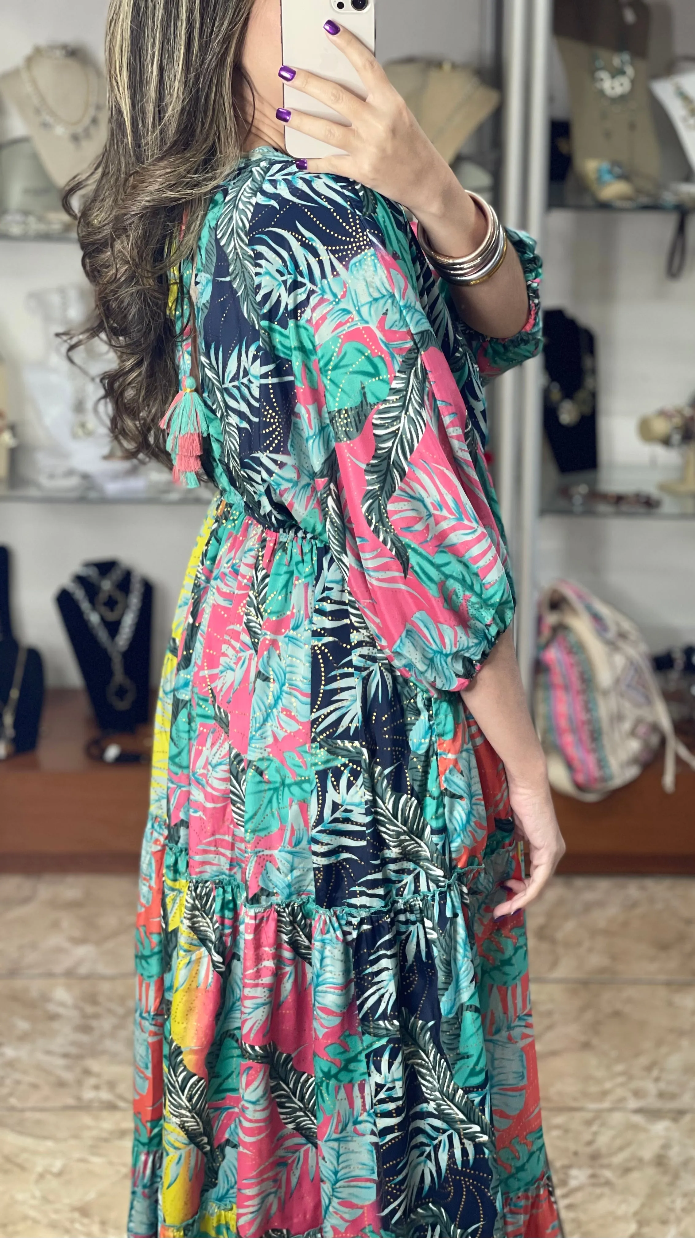 Tropical Multicolor OS Maxi Dress