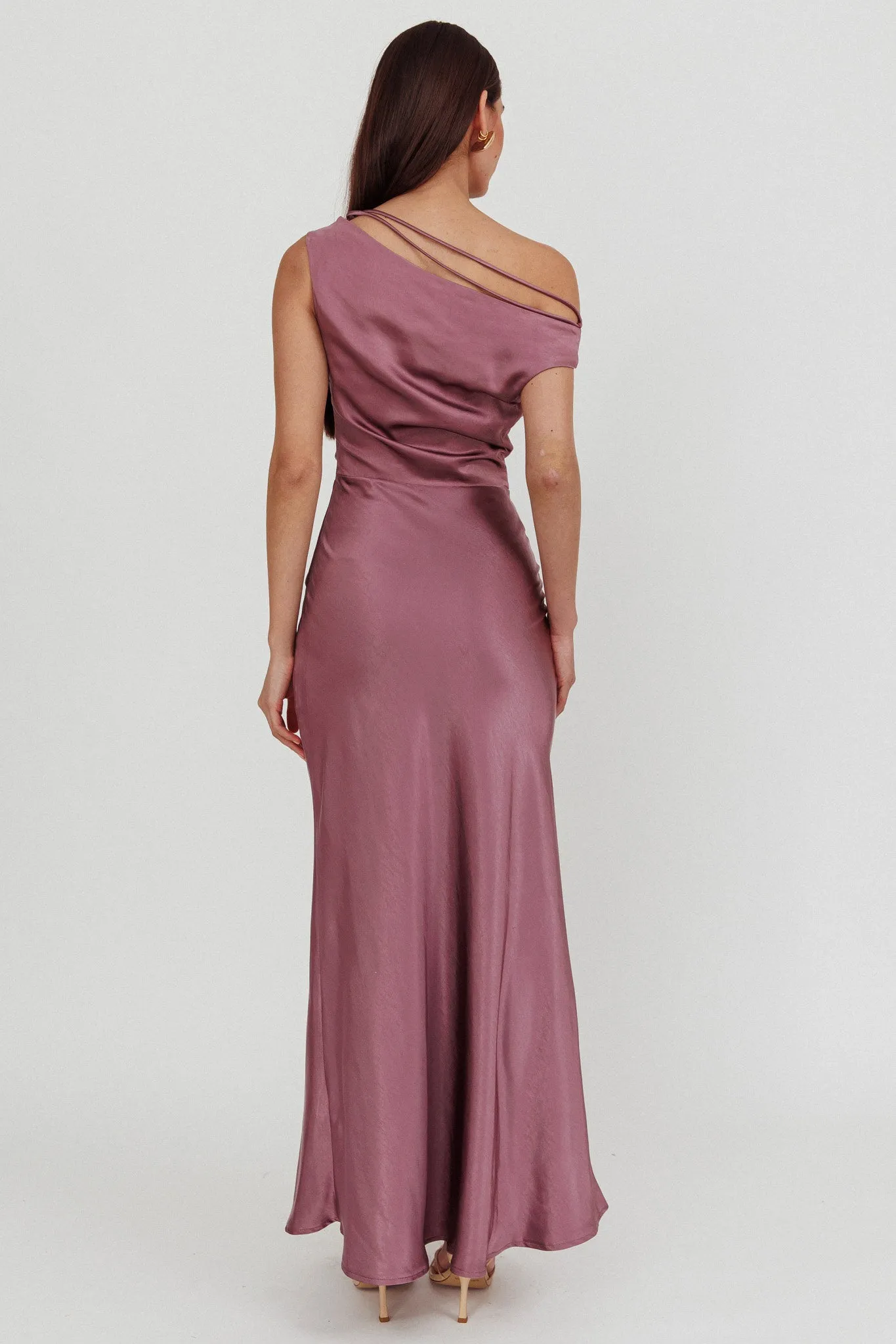 Twilight Asymmetric Neckline Maxi Dress Grape