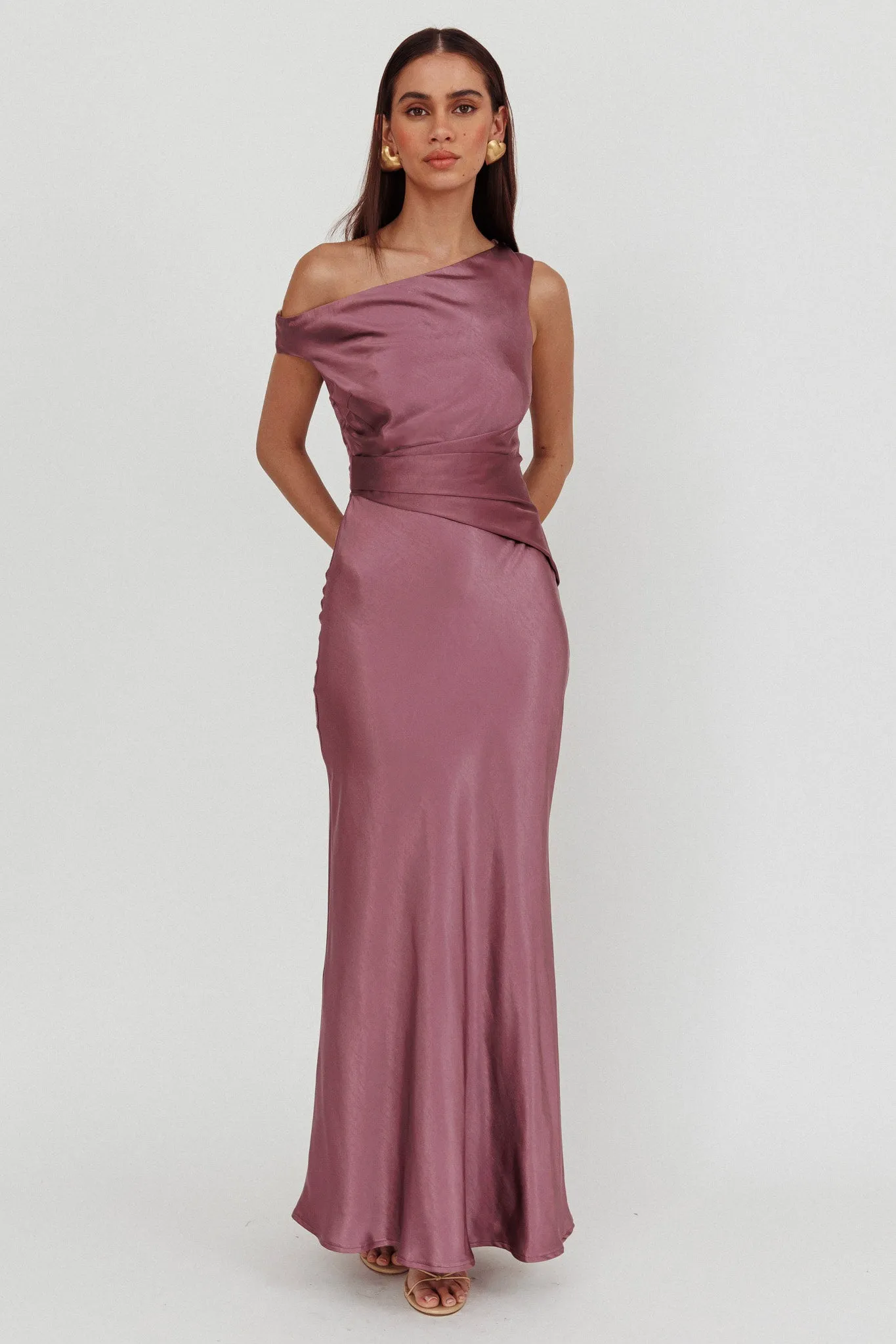 Twilight Asymmetric Neckline Maxi Dress Grape