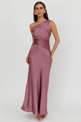 Twilight Asymmetric Neckline Maxi Dress Grape