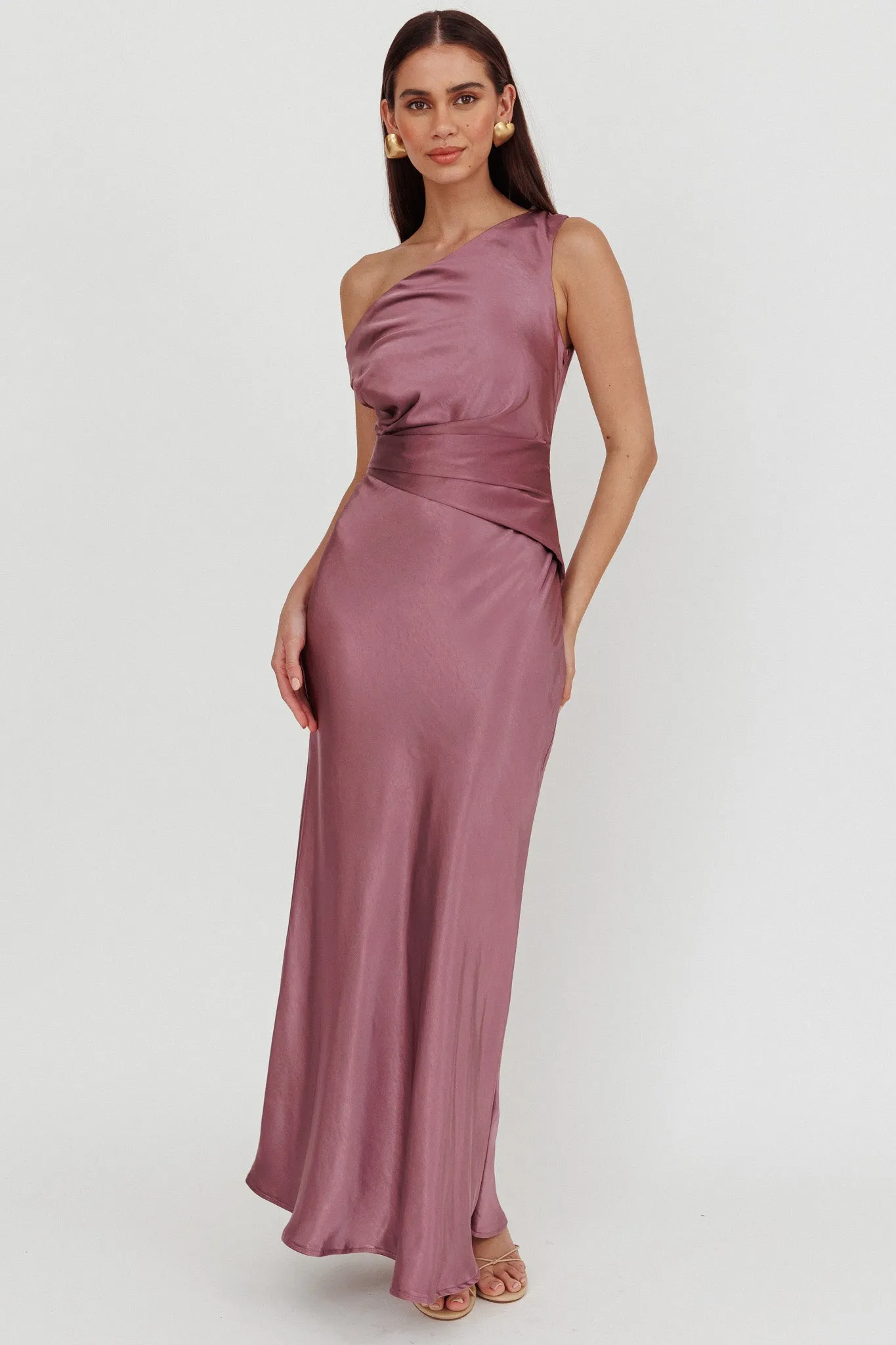 Twilight Asymmetric Neckline Maxi Dress Grape