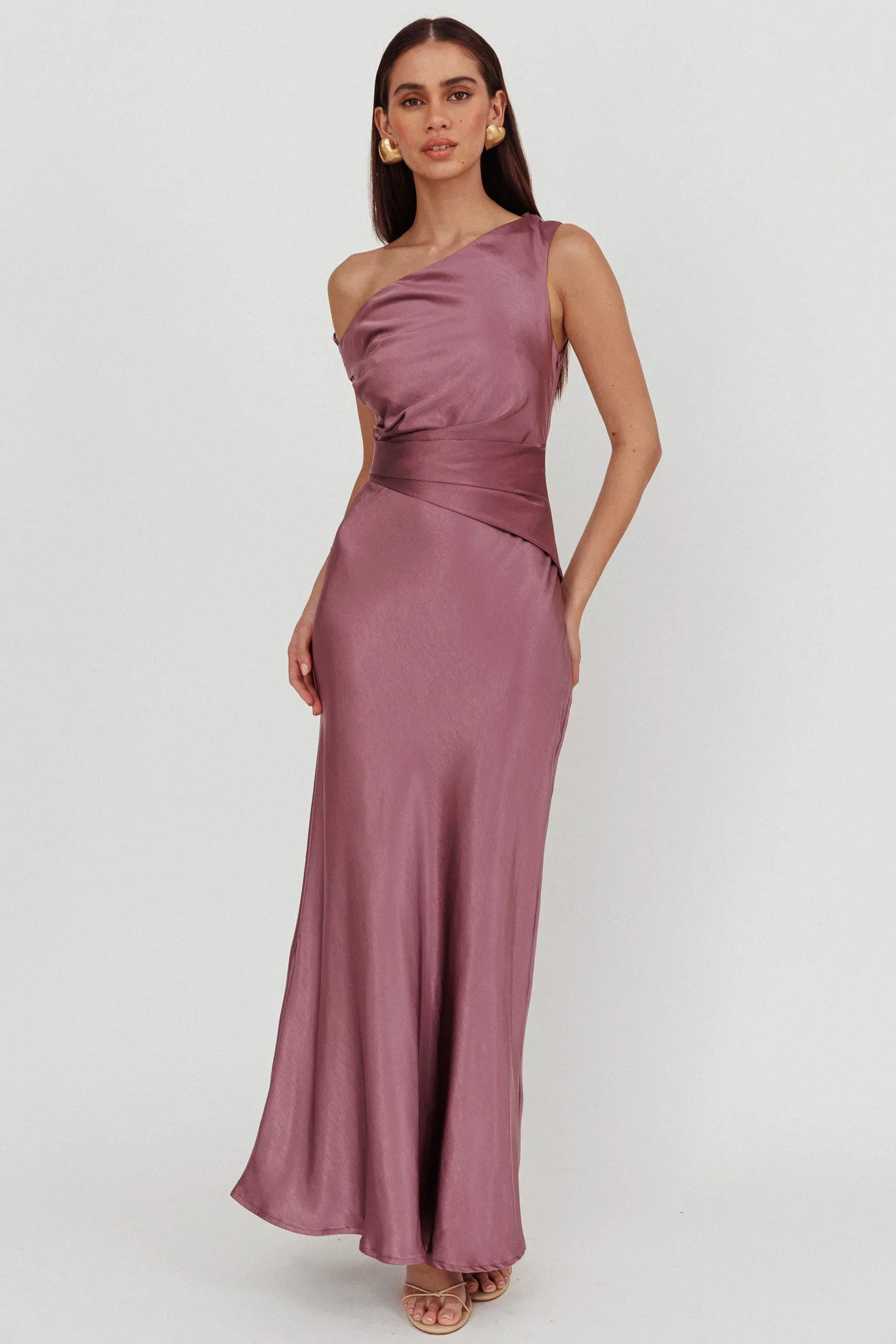 Twilight Asymmetric Neckline Maxi Dress Grape