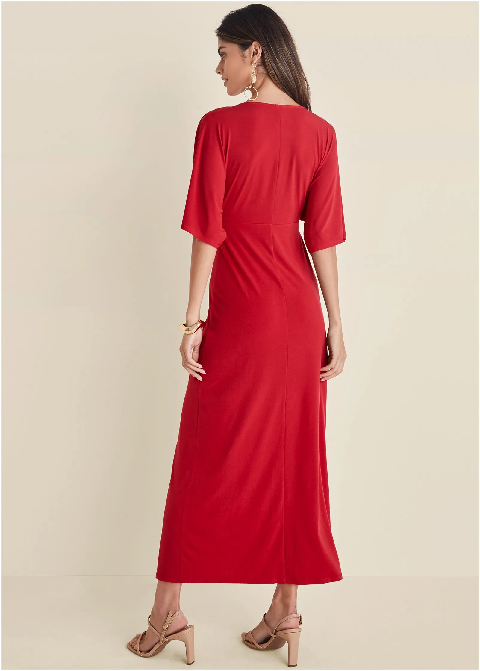 Twist Front Maxi Dress - Red