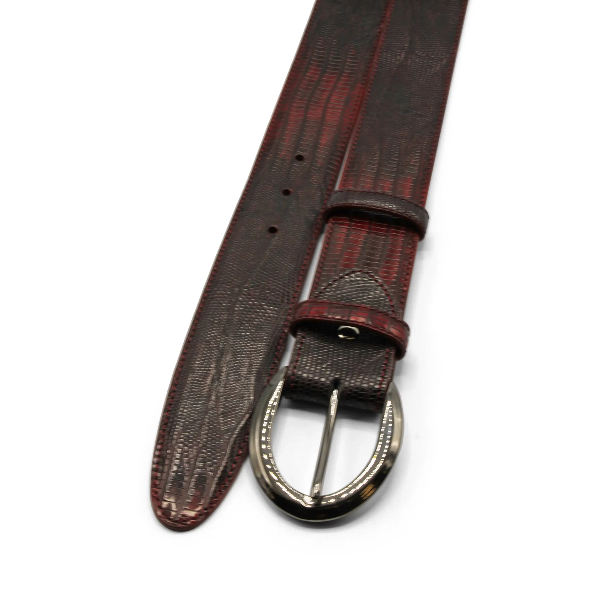 Two Tone Crimson Teyus Effect Gunmetal Belt